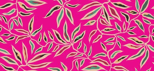 Abstract leaves palm floral tropical seamless pattern textile vector. 