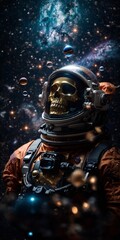 skull astronaut in space 