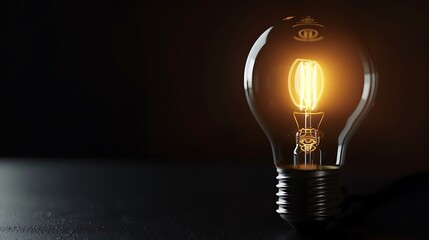 Idea light bulb concept. Glowing light bulb in the dark. 3d rendering. - obrazy, fototapety, plakaty