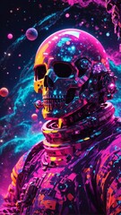 human skull in the space
