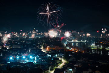 fireworks over the city