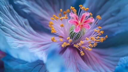 A beautiful close-up of a blue poppy flower. The petals are delicate and the colors are vibrant.