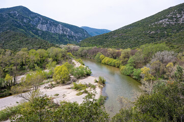 Fototapeta na wymiar View of the Nestos river in Macedonia, Greece in Spring
