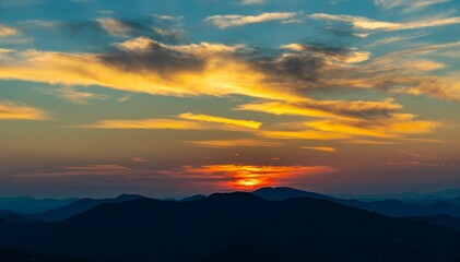 Stunning sunset landscape featuring Bell Mountain in Hiawassee, GA