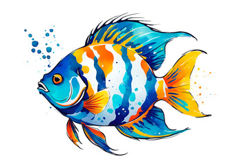 Naklejka premium Illustrator painting of colorful tropical fish in the sea