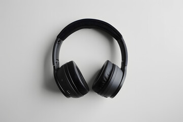 Fototapeta na wymiar Sleek modern headphones, isolated on a minimalist tech white background, delivering immersive audio experiences 