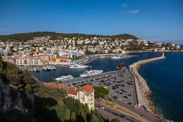 Fototapeta na wymiar The Old Harbor of Nice, or Port Lympia. Nice, Cote d'Azur, Riviera, France.