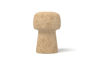 Perfectly rounded wine cork on plain backdrop