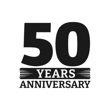 50 years logo or icon. 50th anniversary badge. Birthday celebrating, jubilee emblem design with number twenty. Vector illustration.