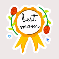 Grab this flat sticker of best mom award 