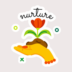 Check out flat sticker of nurture word 