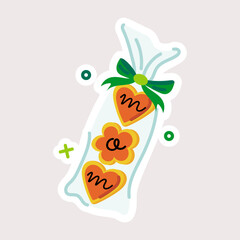 A flat style sticker of goody pouch 