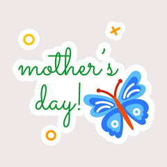 Easy to edit flat sticker of mothers day 