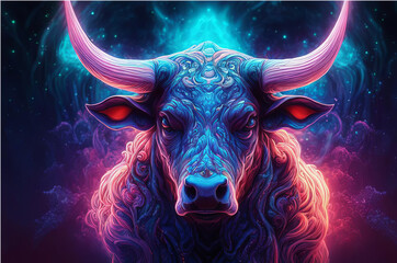 Cosmic neon bull. AI