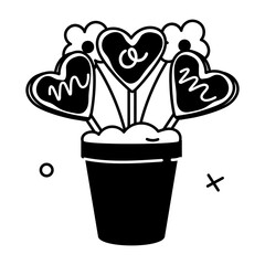 A well-designed glyph sticker of a flowerpot 
