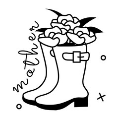 Get this glyph sticker of a mother gardening boots