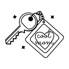 Trendy glyph sticker of a cool mom keychain 