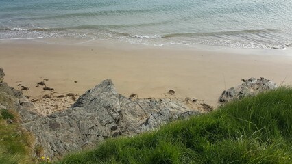 Beach view from cliff edge