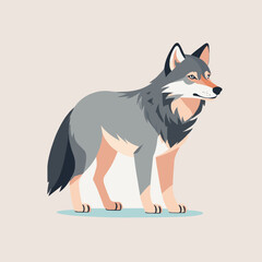 Wolf simple style flat cartoon illustration vector design