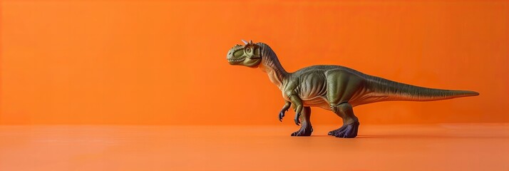 Naklejka premium Realistic Toy Dinosaur Model Orange Background