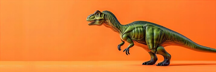 Realistic Toy Dinosaur Model Orange Background