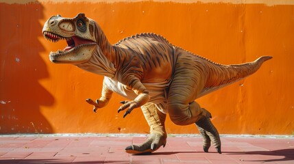 Dinosaur Costume Rampage Urban Street Setting