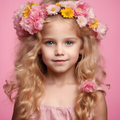 Naklejka premium Kind mit Blumen im Haar