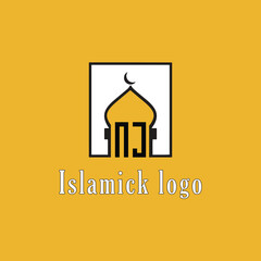 NJ initial monogram for islamic logo with mosque icon design