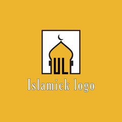 Obraz premium UL initial monogram for islamic logo with mosque icon design