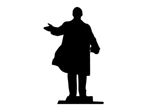 recommend clip art: Vladimir Lenin statue silhouette vector art white background