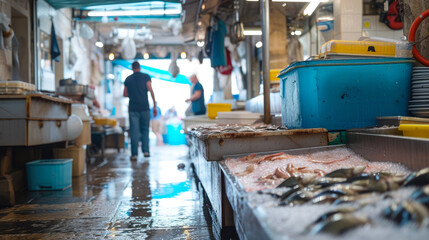Fototapeta na wymiar Fresh Catch at the Seafood Market