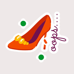  A flat sticker of broken heel with typography 