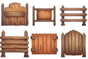 Naklejka premium Assorted Wooden Fence Designs and Components