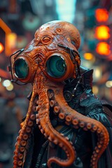 Obraz premium Octopus cleaner in a futuristic 3D like illustration