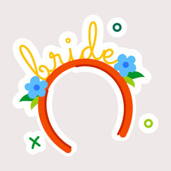 An editable flat sticker of bridal headband 