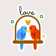 Grab this flat sticker of bird romance 