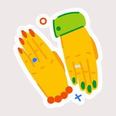 An appealing flat sticker of couple hands 