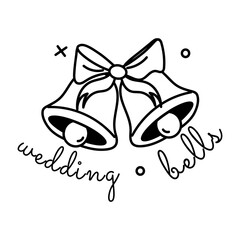 An appealing glyph sticker of wedding bells  