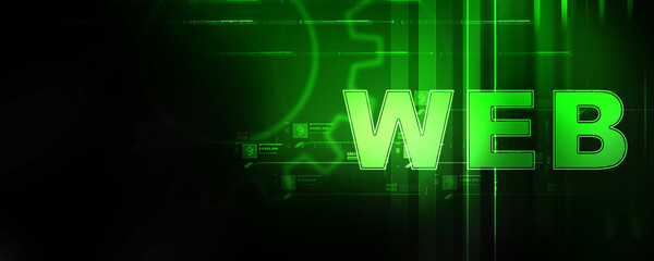 2D illustration Web against glowing technological background