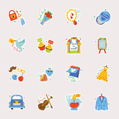 Bundle of Wedding Accessories Flat Stickers 

