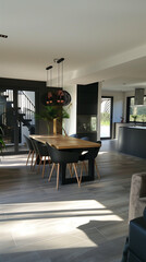 modern living room with open kitchen interior render instagram