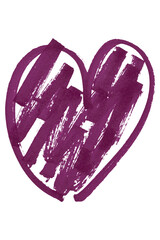 Dark purple hearts isolated on transparent background.