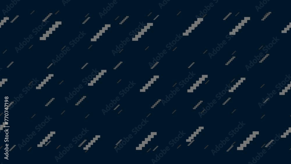 Poster stairs symbols float horizontally from left to right. parallax fly effect. floating symbols are loca