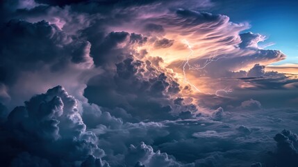 Aerial view of lightning strike in cloud.