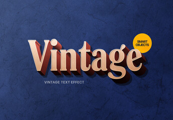3D Vintage Text Effect Mockup - obrazy, fototapety, plakaty