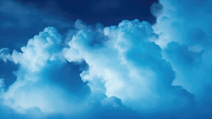Blue Atmospheric background of smoke and clouds. Spooky cloudscape with ethereal swirls