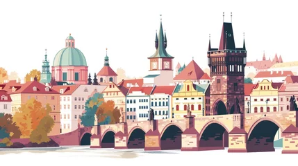 Foto op Aluminium Artistic illustration of Prague city. Czech Republic in Europe. © rabbit75_fot