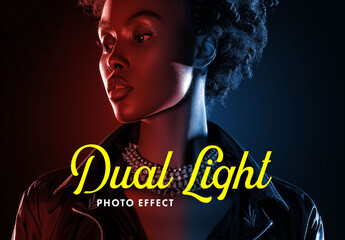 Double Light Photo Effect Mockup - obrazy, fototapety, plakaty
