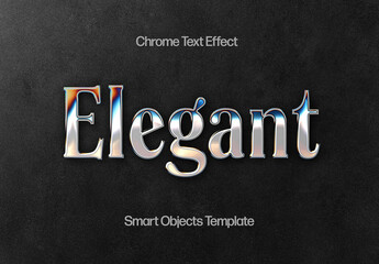 Elegant Metal Chrome Text Effect Mockup - obrazy, fototapety, plakaty