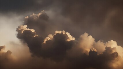 Brown Atmospheric background of smoke and clouds. Spooky cloudscape with ethereal swirls
